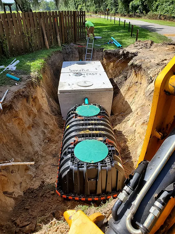 septic tabnk in the ground